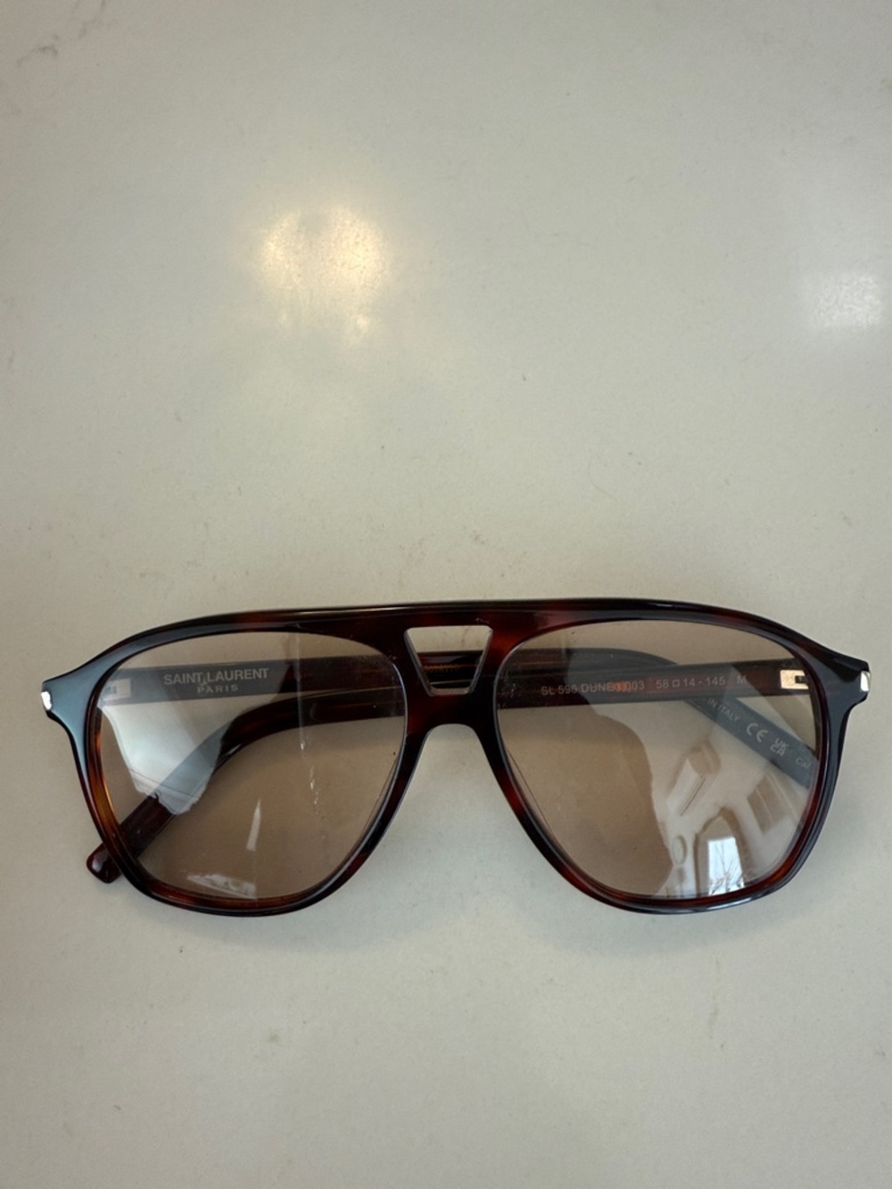 Saint Laurent Brown Gradient Tortoiseshell Aviator Sunglasses